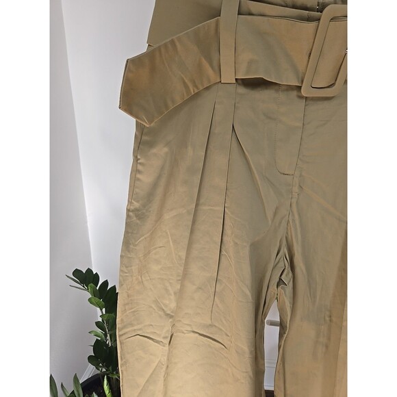 English Factory Trousers Women's Small Cropped Tan High Rise Belted Waist Pleat - Picture 6 of 10